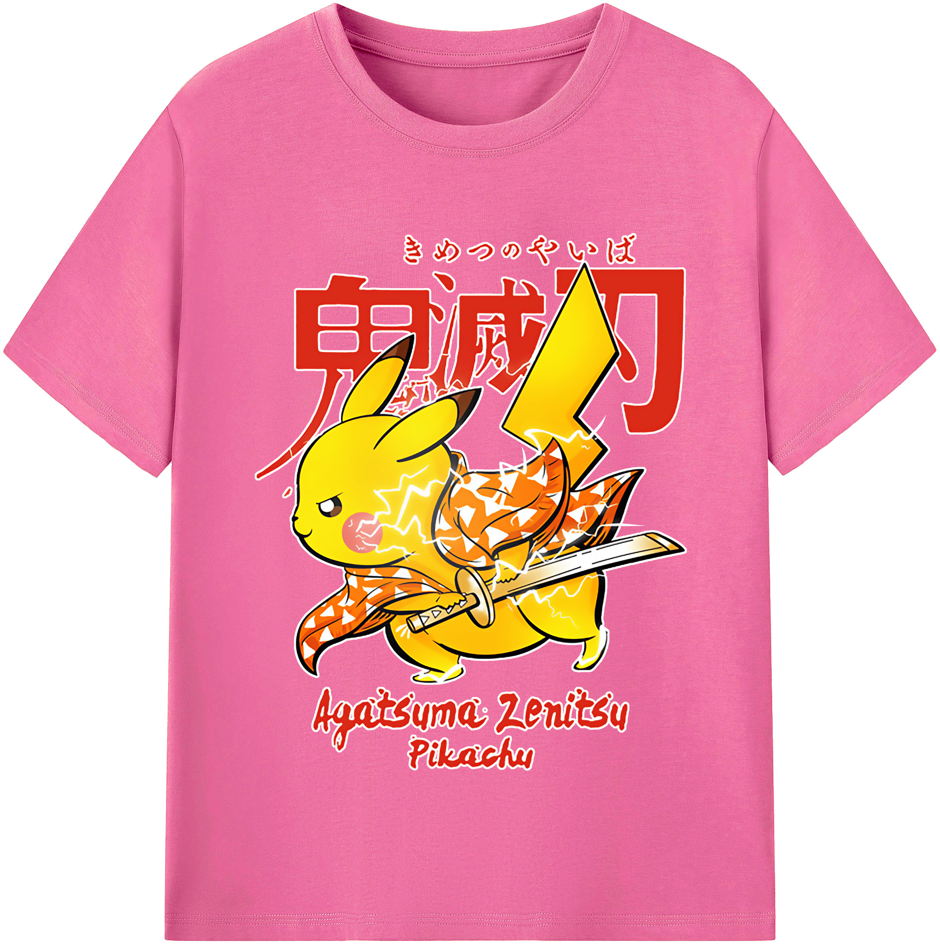 （画像用） 鬼滅の刃（きめつのやいば）我妻 善逸／あがつま ぜんいつ Agatsuma Zenitsu レディースカジュアルプリントTシャツ（綿100％）